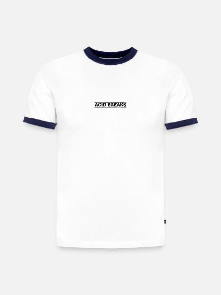 Acid Breaks - Slim Fit Männer Organic Contrast T-Shirt - Weiß/Navyblau