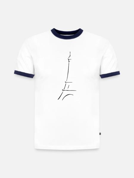 Eiffelturm Paris - Slim Fit Männer Organic Contrast T-Shirt - Weiß/Navyblau