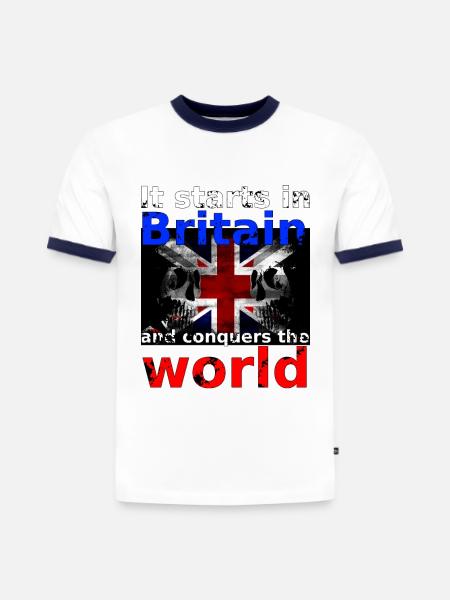 Britain - Slim Fit Men's Organic Contrast T-Shirt - white/navy