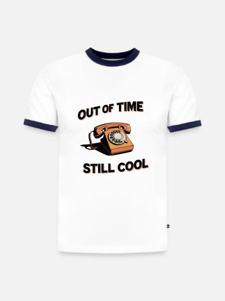 Out of Time, Still Cool - Slim Fit Männer Organic Contrast T-Shirt - Weiß/Navyblau