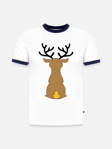 Weihnachten - Slim Fit Männer Organic Contrast T-Shirt - Weiß/Navyblau