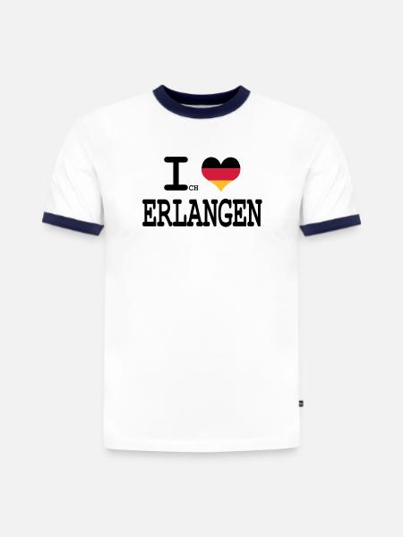 J'aime le gain - T-shirt contrasté homme slim fit en coton bio - blanc/bleu marine