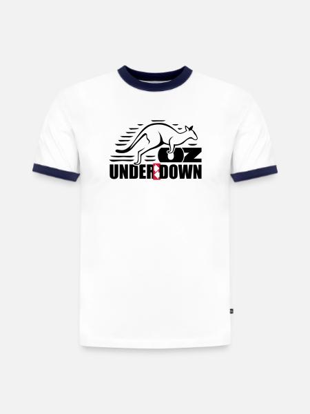 down under - Slim Fit Männer Organic Contrast T-Shirt - Weiß/Navyblau