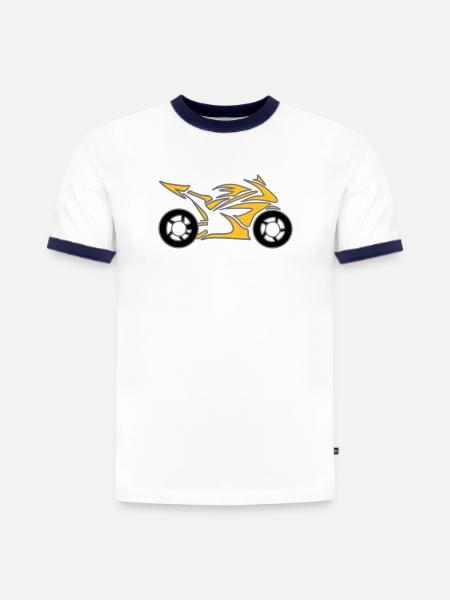 Motorcykel Cykel Chopper Knallert Roll - Herre slim fit kontrast-T-shirt i økologisk bomuld - hvid/marineblå