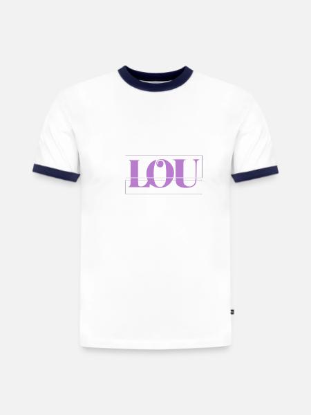 Lou - T-shirt contrasté homme slim fit en coton bio - blanc/bleu marine