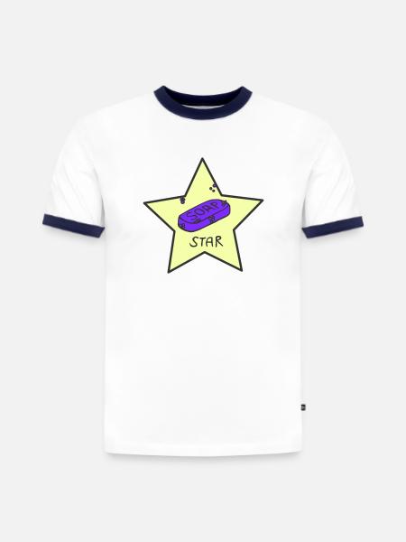 Soapstar - Slim Fit Männer Organic Contrast T-Shirt - Weiß/Navyblau