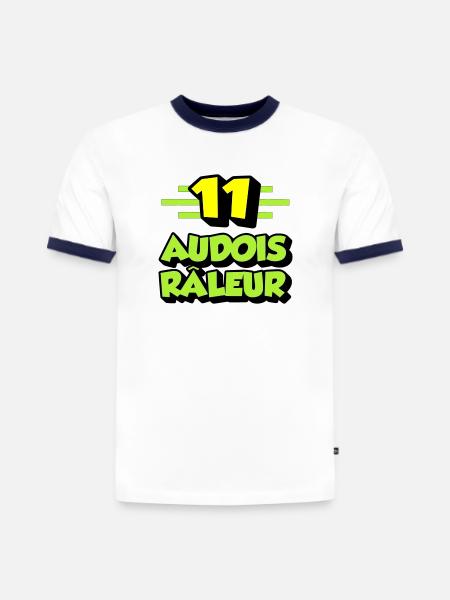 Beschwerdender Audois - Slim Fit Männer Organic Contrast T-Shirt - Weiß/Navyblau