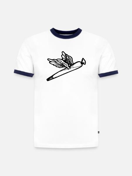 We fly so High - Slim Fit Männer Organic Contrast T-Shirt - Weiß/Navyblau