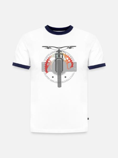 MTB Vers01 - Slim Fit Männer Organic Contrast T-Shirt - Weiß/Navyblau