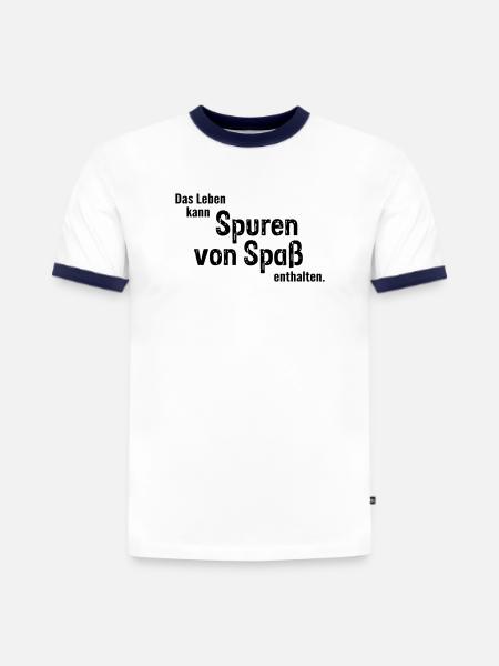 Spuren von Spass - Slim Fit Männer Organic Contrast T-Shirt - Weiß/Navyblau