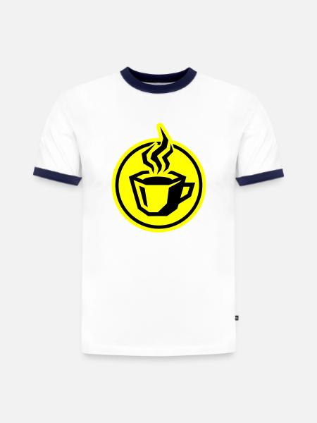 Coffee icon - Slim Fit Men's Organic Contrast T-Shirt - white/navy