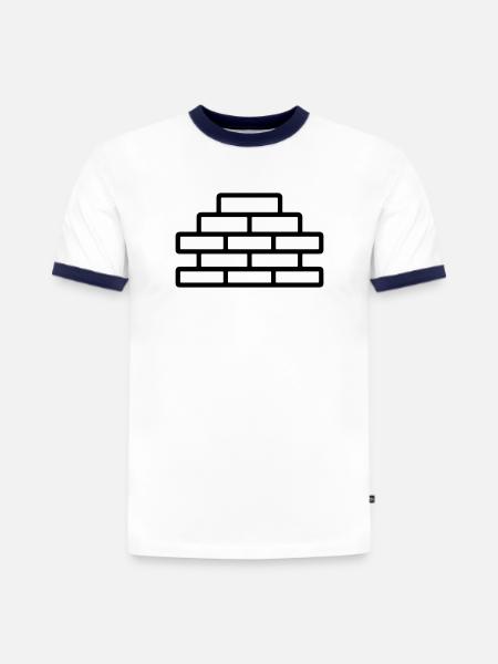 Ziegel - Slim Fit Männer Organic Contrast T-Shirt - Weiß/Navyblau