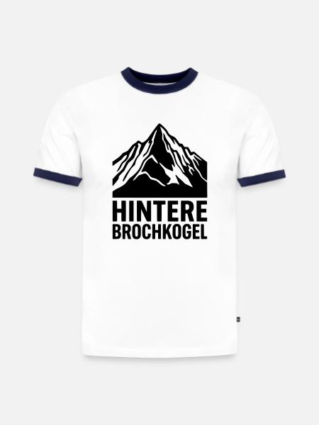 Hintere Brochkogel - Slim Fit Männer Organic Contrast T-Shirt - Weiß/Navyblau