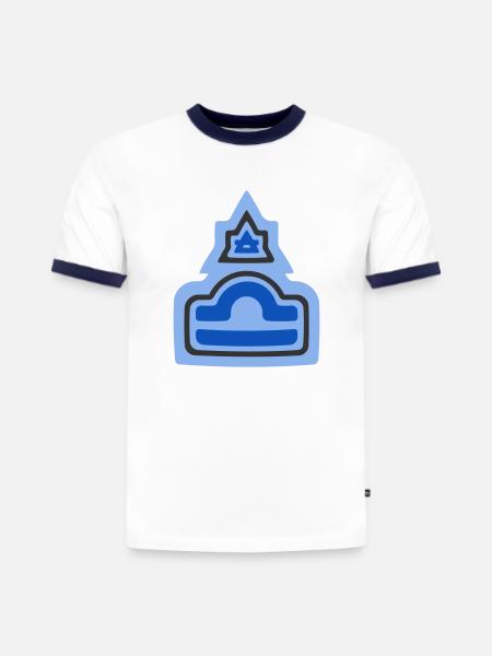 Zodiac Tribal Libra and Air - Slim Fit Men's Organic Contrast T-Shirt - white/navy