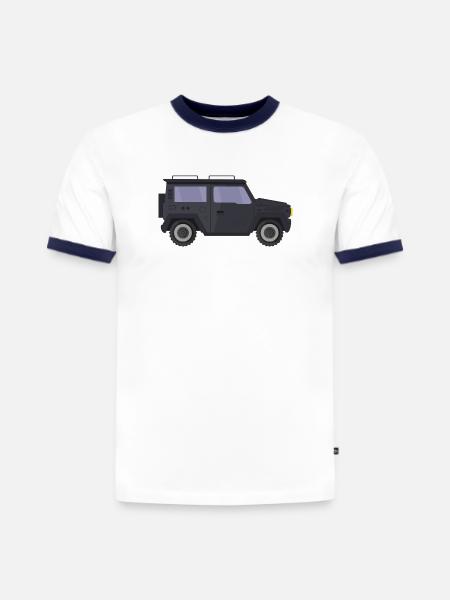 Jeep - Slim Fit Männer Organic Contrast T-Shirt - Weiß/Navyblau
