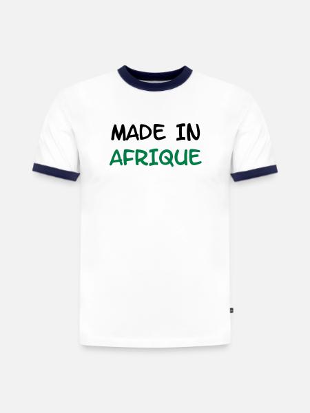 Made in AFRIQUE ! - T-shirt contrasté homme slim fit en coton bio - blanc/bleu marine
