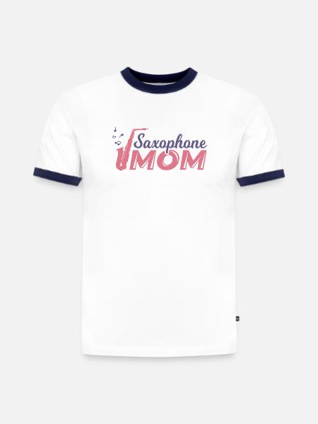Saxophon Mutter - Slim Fit Männer Organic Contrast T-Shirt - Weiß/Navyblau