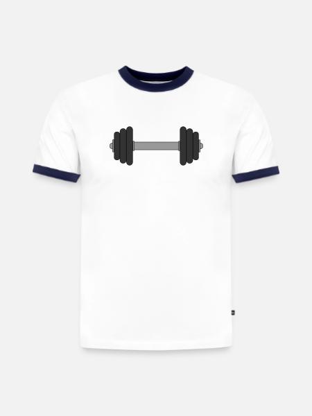 Haltère - T-shirt contrasté homme slim fit en coton bio - blanc/bleu marine