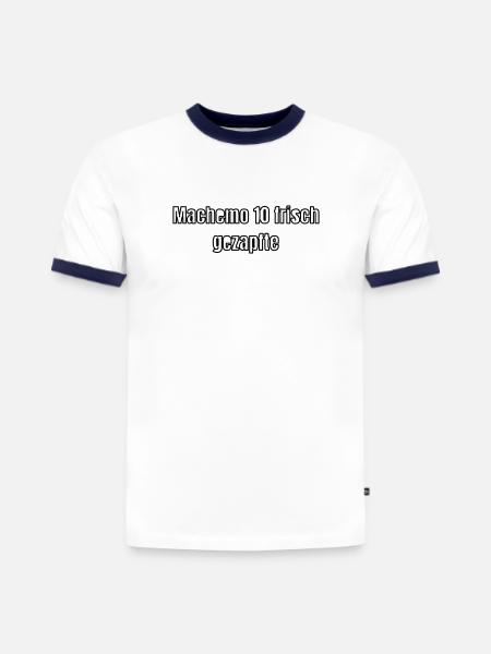 Exploité - T-shirt contrasté homme slim fit en coton bio - blanc/bleu marine