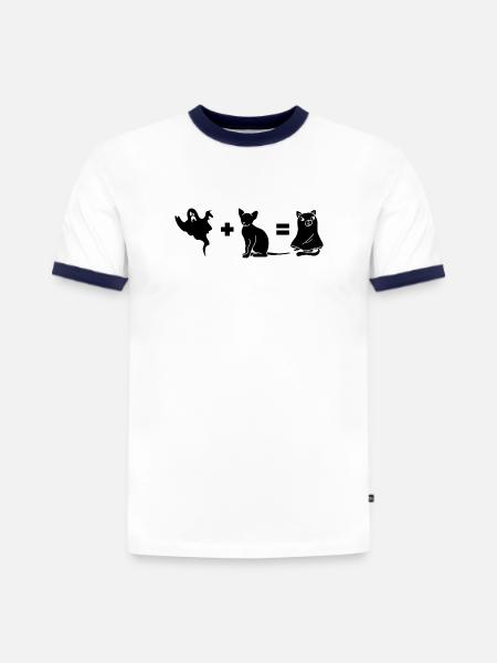 Funny Halloween Dog Ghost - Slim Fit Männer Organic Contrast T-Shirt - Weiß/Navyblau