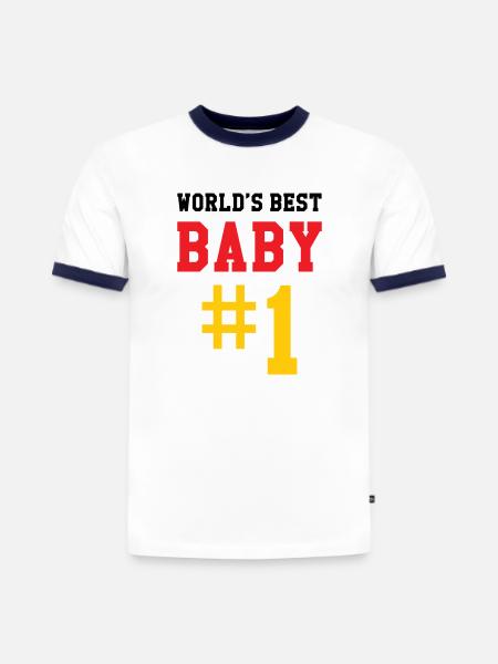 Meilleur bébé - Naissance - Enfant - T-shirt contrasté homme slim fit en coton bio - blanc/bleu marine