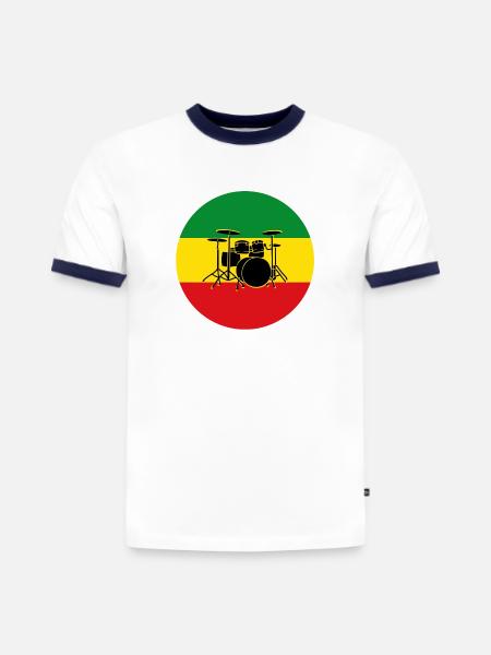 Reggae-Trommeln Silhouette - Slim Fit Männer Organic Contrast T-Shirt - Weiß/Navyblau