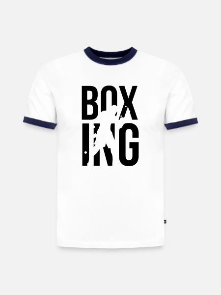 boxing boxen - Slim Fit Männer Organic Contrast T-Shirt - Weiß/Navyblau