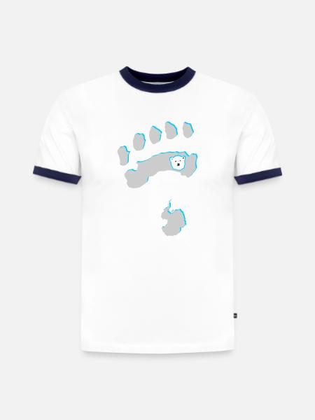 Eisbär 8 - Slim Fit Männer Organic Contrast T-Shirt - Weiß/Navyblau