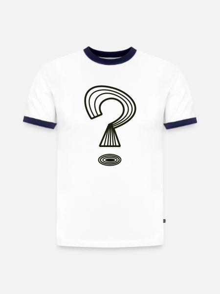 Fragezeichen von Cean - Slim Fit Männer Organic Contrast T-Shirt - Weiß/Navyblau