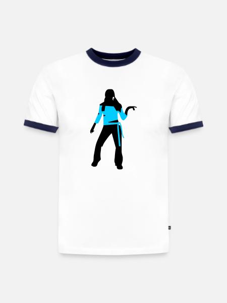 Danser, fille - T-shirt contrasté homme slim fit en coton bio - blanc/bleu marine