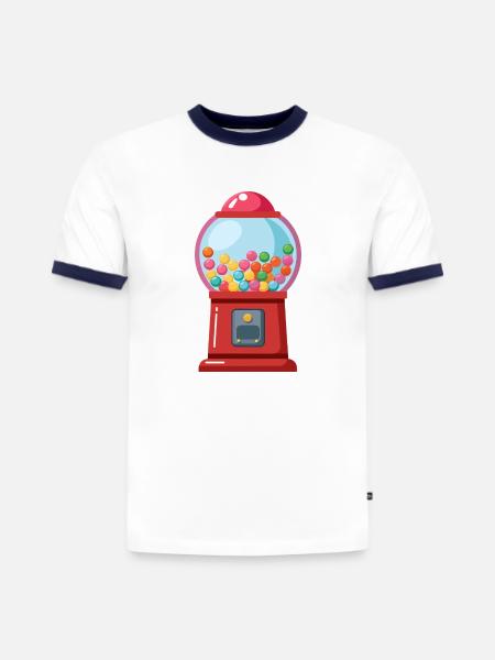 Kaugummiautomat - Slim Fit Männer Organic Contrast T-Shirt - Weiß/Navyblau