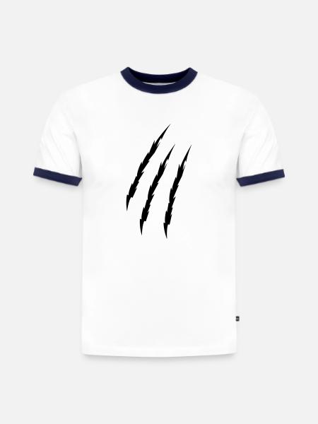 Krallen - Slim Fit Männer Organic Contrast T-Shirt - Weiß/Navyblau