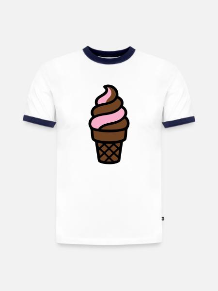 Softeis Eiswaffel Logo - Slim Fit Men's Organic Contrast T-Shirt - white/navy