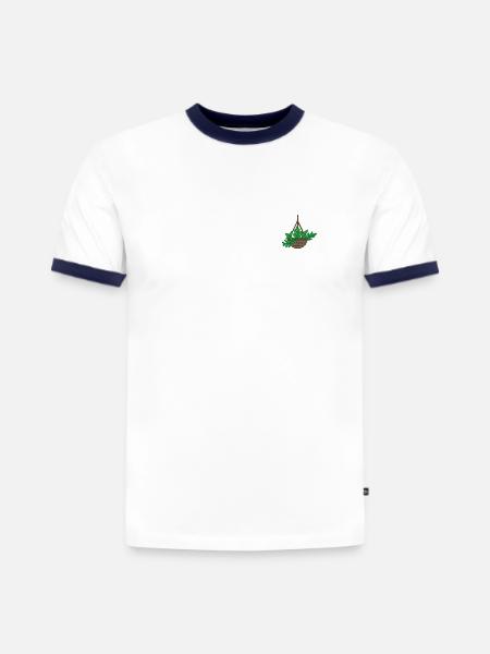 Indoor plant - Slim Fit Men's Organic Contrast T-Shirt - white/navy