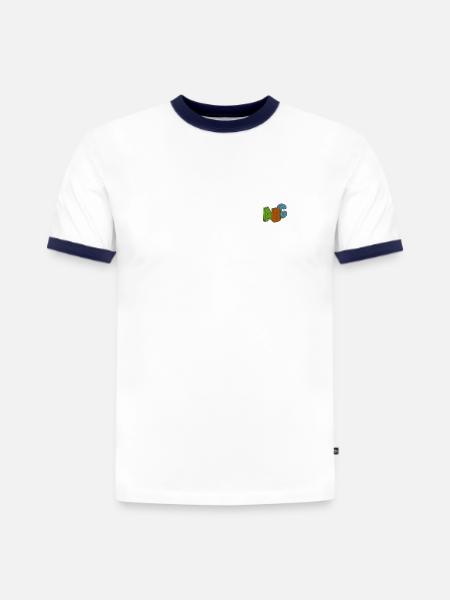 ABC - Slim Fit Men's Organic Contrast T-Shirt - white/navy