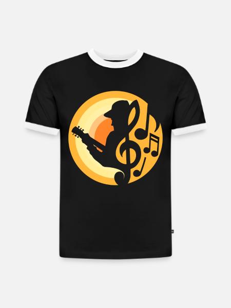 Guitariste - T-shirt contrasté homme slim fit en coton bio - noir/blanc