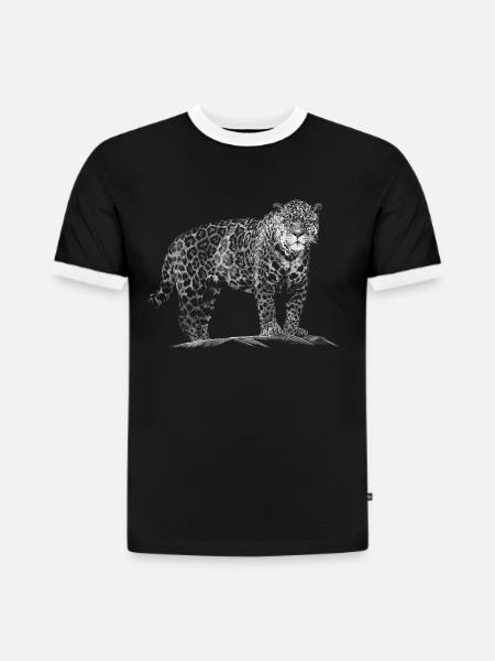 Léopard - T-shirt contrasté homme slim fit en coton bio - noir/blanc