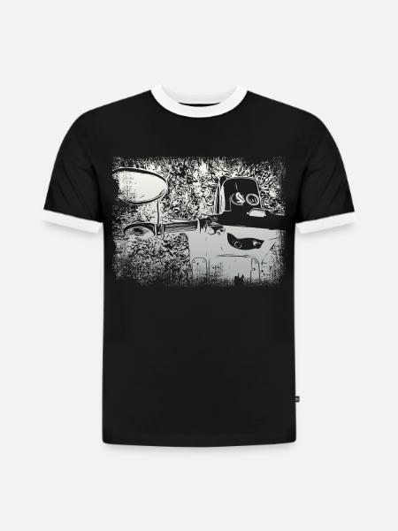 Simson Schwalbe KR51 - Slim Fit Männer Organic Contrast T-Shirt - Schwarz/Weiß