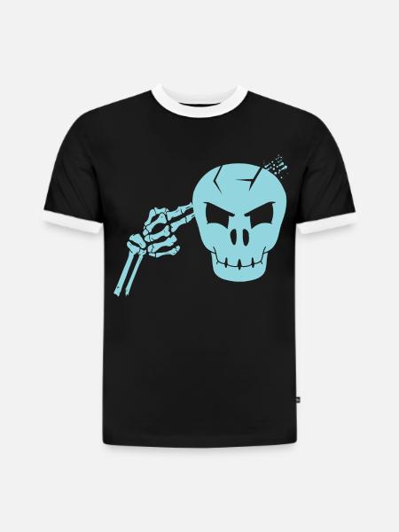 Kraniehoved skudt - Herre slim fit kontrast-T-shirt i økologisk bomuld - sort/hvid