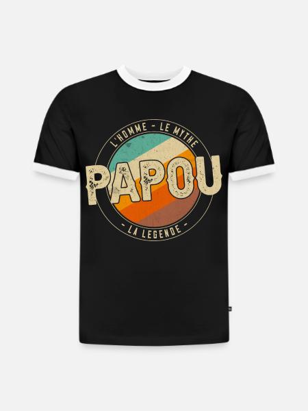 Papua die Legende - Slim Fit Männer Organic Contrast T-Shirt - Schwarz/Weiß