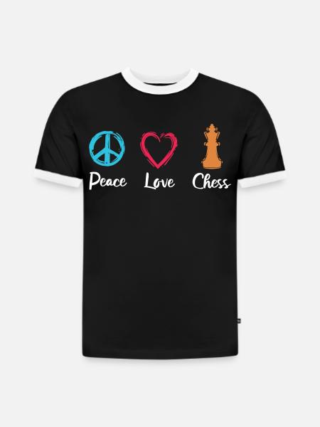 Frieden Liebe Schach - Slim Fit Männer Organic Contrast T-Shirt - Schwarz/Weiß