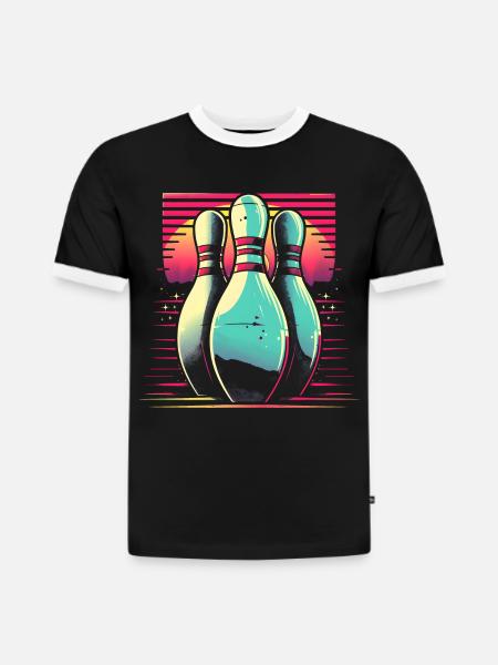 Bowling Synthwave - Slim Fit Men's Organic Contrast T-Shirt - black/white