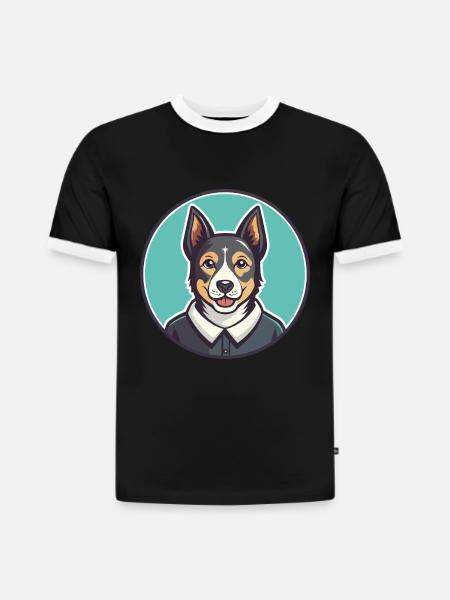 Cesky Strakaty Pes Dog Breed Cartoon Kawaii - Slim Fit Men's Organic Contrast T-Shirt - black/white