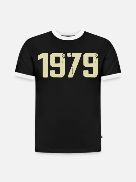Jubiläum 1979 - Slim Fit Männer Organic Contrast T-Shirt - Schwarz/Weiß