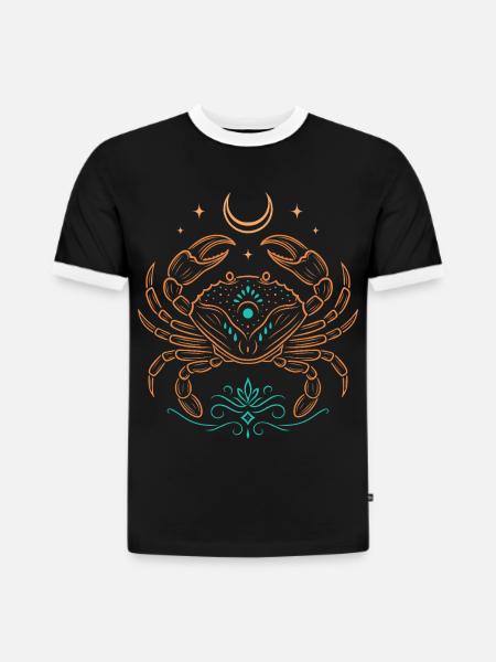 Krebs Sternzeichen – Astrologie Symbol - Slim Fit Männer Organic Contrast T-Shirt - Schwarz/Weiß
