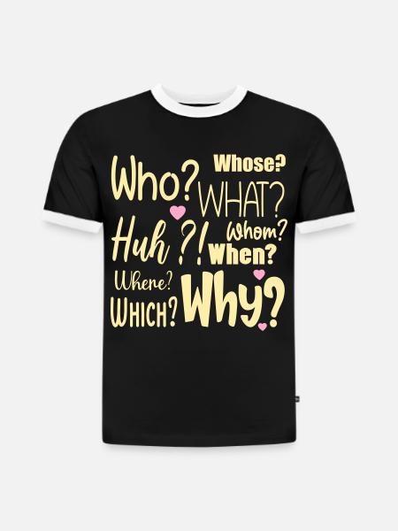 Ich habe Fragen - Slim Fit Männer Organic Contrast T-Shirt - Schwarz/Weiß