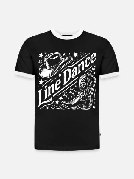 Line Dance Western Grafik - Slim Fit Männer Organic Contrast T-Shirt - Schwarz/Weiß