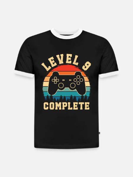 Level 9 complete – Enfant 9 ans - T-shirt contrasté homme slim fit en coton bio - noir/blanc