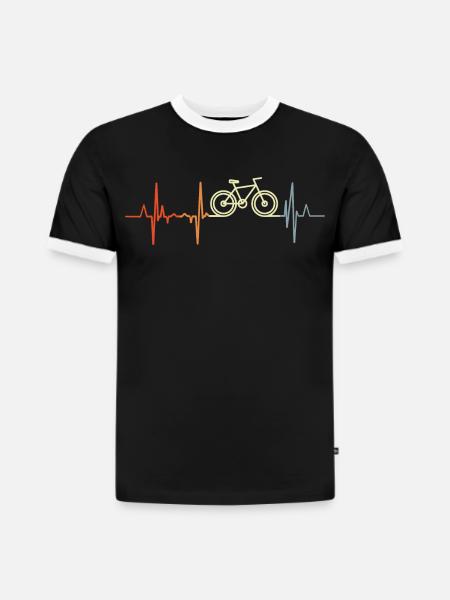 Radfahrer Herzschlag - Slim Fit Männer Organic Contrast T-Shirt - Schwarz/Weiß