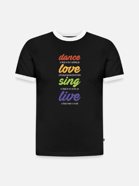 Dance-love-sing-live (dunkel) - Slim Fit Männer Organic Contrast T-Shirt - Schwarz/Weiß